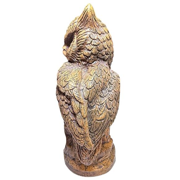 Vintage Brown Owl Heavy Resin Sculpture Statue Shelf Sitter Office Decoration - Picture 3 of 8